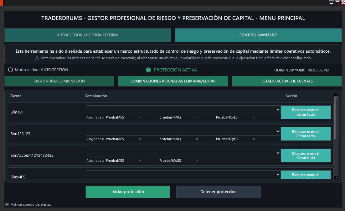 Gestor de Riesgo - Vista principal